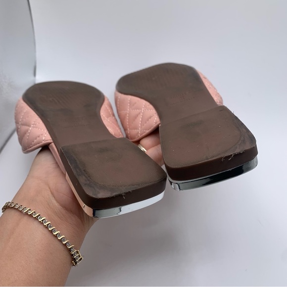 Schutz Adra Quilted Leather Flat Mules size 7B pink slip on 1299 - Picture 10 of 11